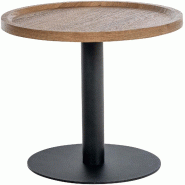 Décoshop26 - Table d'appoint moderne plateau rond en bois marron Ø40cm design avec pied central en métal noir 10_0009157 - marron métal 3000267041379