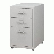 Helloshop26 - Caisson de bureau meuble de rangement pour documents dossiers fournitures de bureau à roulettes acier 48 x 28 x 41 cm 03_0006331 - acie