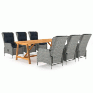 Helloshop26 - Ensemble de salle à manger de jardin meuble extérieur 7 pièces gris clair 02_0013966 - gris Bois massif 3000129161535