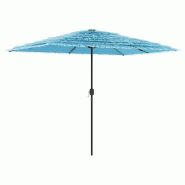 Helloshop26 - Parasol de jardin avec mât en acier 300 x 200 x 250 cm protection contre UV avec finition robuste en polyester bleu 02_0056389 - bleu a