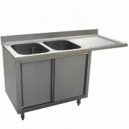 Plonge inox 2 cuves 500x500x325 égouttoir droite sans armoire + espace lave vaisselle profondeur 700 mm gamme standard line 1800x700xh880/900 plonges inox sur armoire portes coulissantes avec espace lave-vaisselle - L1821VD-AS Plonge inox 2 cuves 500x500x325 égouttoir droite sans armoire + espace lave vaisselle profondeur 700 mm gamme standard line 1800x700xh880/900 plonges inox sur armoire portes coulissantes avec espace lave-vaisselle - L1821VD-AS