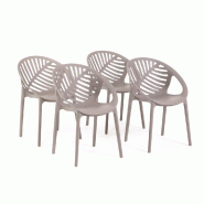 RATTATAN Set de 4 chaises en polypropylène avec fibre de verre empilables pour jardin, bar et restaurant, structure robuste et légère - Vivian - Ta