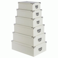 SET DE 6 BOÎTES DE RANGEMENT CROCO 52CM BLANC - PARIS PRIX