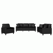 VidaXL Ensemble de canapés 3 pcs avec coussins noir similicuir Modèle Fantaisie Horizon - 3201348