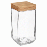 5FIVE - Bocal carré en verre 2 L, couleur beige - transparent verre JJ148