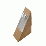 Betik Ecoline – 500 unités – Boîte sandwich triangulaire carton kraft avec fenêtre double – 12,3 x 12,3 x 7,3 cm - marron en carton 1010488