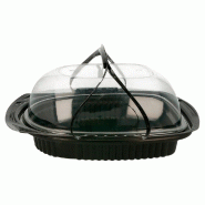 Boîte pour poulet grillé fond noir et poignées PP 22x16,5x11,2cm - par 150