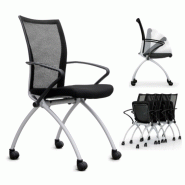 Chaise empilable austria sur roulettes, assise rabattable