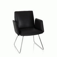 Chaise visiteur / chaise au piètement traîneau DESIGNIA V similicuir noir hjh OFFICE - noir plastique 600993