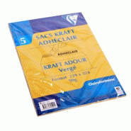 Clairefontaine Lot de 50 Paquet filmé de 5 pochettes Adhéclair kraft Adour 229x324/C4, 90 g/m², adhésive avec bande - 3329680795004