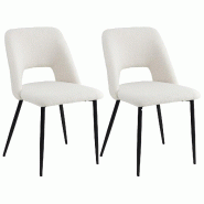 COSTWAY Lot de 2 chaises de salle à manger, chaises de cuisine rembourrées avec dossier, chaises rembourrées sans accoudoirs, chaise moderne - beig