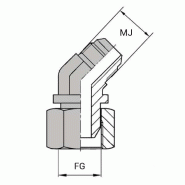 Coudes - 45° mâle JIC - X femelle tournant BSP - Cône 60° - 1"1/16' , 26.98 , 3/4' , 24.12