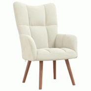 Décoshop26 - Fauteuil lounge chaise de canapé design moderne en velours crème DEC026635 - beige 3000255926404