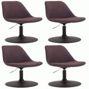 Décoshop26 - Lot de 4 chaises de salle à manger pivotante hauteur réglable en tissu marron et pied trompette en métal noir 10_0008633 - marron mé