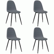 Décoshop26 - Set de 4 chaises de salle à manger design simple coutures en losange en tissu velours gris et métal DEC025625 - gris 3000255354139 Décoshop26 - Set de 4 chaises de salle à manger design simple coutures en losange en tissu velours gris et métal DEC025625 - gris 3000255354139