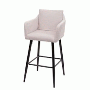 Décoshop26 - Tabouret de bar chaise haute comptoir avec repose-pieds en métal assise en tissu crème design moderne 04_0001244 - 3000131232698