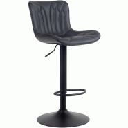 Décoshop26 - Tabouret de bar chaise haute x1 avec coutures décoratives en PVC noir pieds en métal noir 10_0005166 - noir 3000252496122 Décoshop26 - Tabouret de bar chaise haute x1 avec coutures décoratives en PVC noir pieds en métal noir 10_0005166 - noir 3000252496122