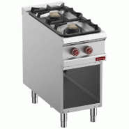 Diamond - Fourneau 2 feux gaz, armoire ouverte - réf. G9/2BA4-N - gris inox AKS-G9/2BA4-N