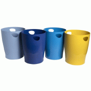 Exacompta - Réf. 45302D - Lot de 8 corbeilles à papier, poubelles ECOBIN BeeBlue avec poignées - Volume 15 litres - Dimensions 26,3 x 26,3 x 33,5 c