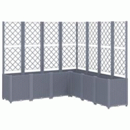 Helloshop26 - Jardinière bac lit surélevé plantes fleurs terrasse jardin avec treillis 160 x 160 x 140 cm PP gris 02_0038259 - 3000214159638 Helloshop26 - Jardinière bac lit surélevé plantes fleurs terrasse jardin avec treillis 160 x 160 x 140 cm PP gris 02_0038259 - 3000214159638
