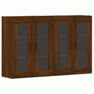 Helloshop26 - Lot de 2 armoires murales rangement décoratif 69,5 x 34 x 90 cm en bois d'ingénierie chêne marron 02_0055409 - marron verre 300023898