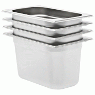 Helloshop26 - Lot de 4 récipients gastronorm empilables cuisine 265 x 162 x 150 mm faciles à nettoyer en acier inoxydable argenté 02_0046000 - arge