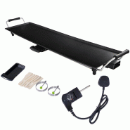 Helloshop26 - Plancha électrique large 90 x 23 cm cuisson pratique ambiance conviviale surface antiadhésive en aluminium noir 20_0020129 - aluminium