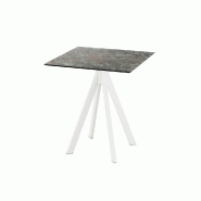 Infinity table de bistrot avec piètement blanc + plateau HPL Galaxy Marble 70x70 cm