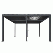 Mendler Pergola HWC-L46, pavillon de jardin à lamelles, structure en aluminium de 11cm, gouttière résistante aux tempêtes, 3x6m ~ anthracite - gri