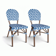Now's Home - Lot 2 chaises en aluminium et textilene bleu aspect rotin scala - 3256390254265