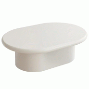 Oviala Business Table basse ovale 100 x 70 cm en MDF effet laqué blanc - blanc Bois manufacturé 114290