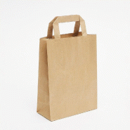 Sac kraft lisse poignées plates brun 22x10x29cm - par 50