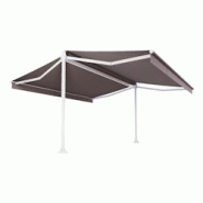 Store double pente Mabay 4,20x2x2,00 M Intersun Manuel (Manuelle - Blanc satiné RAL9010 - Taupe 300g/m²) - marron aluminium 3662618010184 Store double pente Mabay 4,20x2x2,00 M Intersun Manuel (Manuelle - Blanc satiné RAL9010 - Taupe 300g/m²) - marron aluminium 3662618010184