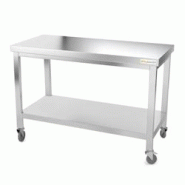 Table de travail en inox 1400 x 600 mm sur roulettes PREMIUM / GOLDINOX - inox 3701770802838 Table de travail en inox 1400 x 600 mm sur roulettes PREMIUM / GOLDINOX - inox 3701770802838