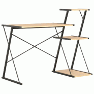 VidaXL Bureau avec étagère Noir et chêne 116x50x93 cm Modèle Atlas Essence - marron 20289