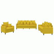 VidaXL Ensemble de canapés 3 pcs avec coussins Jaune Velours Modèle AbriCube 71 - 3201686