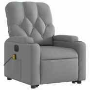 VidaXL Fauteuil inclinable de massage électrique Gris clair Tissu Modèle Zerdelion - 3204746