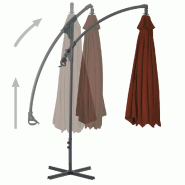 VidaXL Parasol de jardin en porte-à-faux avec mât en acier terre cuite Modèle Boréal Panorama Soleil - rouge 312511