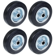 Roue 125mm 5" en caoutchouc noir avec centre en acier pressé 120kg - Lot de 4 Roue 125mm 5" en caoutchouc noir avec centre en acier pressé 120kg - Lot de 4