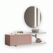 AQA Design Composition de salle de bain en MDF 5 pièces VENERE blanc/rose poudré L.200 P.45 H.190 MPVE53-O1-CIP - multicolore Bois manufacturé MPVE