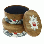 Boites rondes carton Chalet jeu de 2 - Boites rondes carton Chalet jeu de 2 -