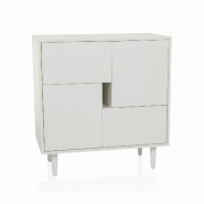 Buffet / commode LYKKJA 76 x 39,5 x 76 cm 2 tiroirs 2 portes blanc hjh LIVING - blanc multi-matériau 928008
