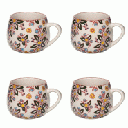 Coffret de 4 mugs Siena 45 cl -  Décoré Rond Grès Table Passion 12x8.5 cm - multicolore Grès 3106232387470