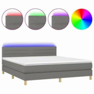 Décoshop26 - Cadre de lit LED avec sommier, tête de lit réglable et matelas 180x200 cm en tissu gris foncé - TDL0208325 Décoshop26 - Cadre de lit LED avec sommier, tête de lit réglable et matelas 180x200 cm en tissu gris foncé - TDL0208325