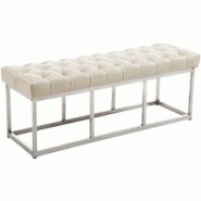 Décoshop26 - Banquette banc capitonné rembourré 120 cm avec pieds en acier inoxydable PVC crème 10_0003633 - 3000251689815 Décoshop26 - Banquette banc capitonné rembourré 120 cm avec pieds en acier inoxydable PVC crème 10_0003633 - 3000251689815