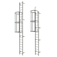 Échelle à crinoline sous trappe - Aluminium - Configurations ouvertes et fermées Échelle à crinoline sous trappe - Aluminium - Configurations ouvertes et fermées