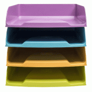 Exacompta - Réf. 111909SETD - Set de 4 Corbeilles à courrier Combo Styli Pop N'Co - dimensions 34,6 x 25,5 x 24,3 cm - pour format A4+ - couleurs as