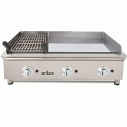 Fry-Top à Gaz DUO plaque lisse en CHROME et Grill - L1000 | Arilex - 100FRYGCBN
