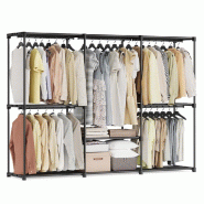 Helloshop26 - Armoire chambre porte-vêtements penderie 43 x 138 x 182 cm 3 compartiments de suspension avec étagères grande capacité 12_0003979 -