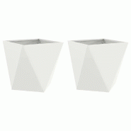 Helloshop26 - Lot de 2 jardinières modernes extérieures 50 x 50 x 50 cm en acier blanc 02_0053079 - blanc acier 3000237748017